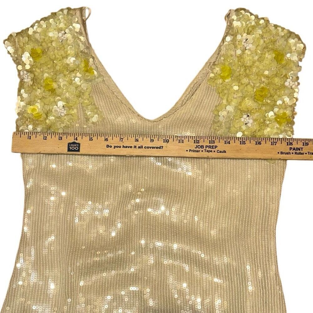 Rare Free People Icy Citrus Dress, Sz 4 ivory, yellow sequins Retail 500 mini - Picture 9 of 13
